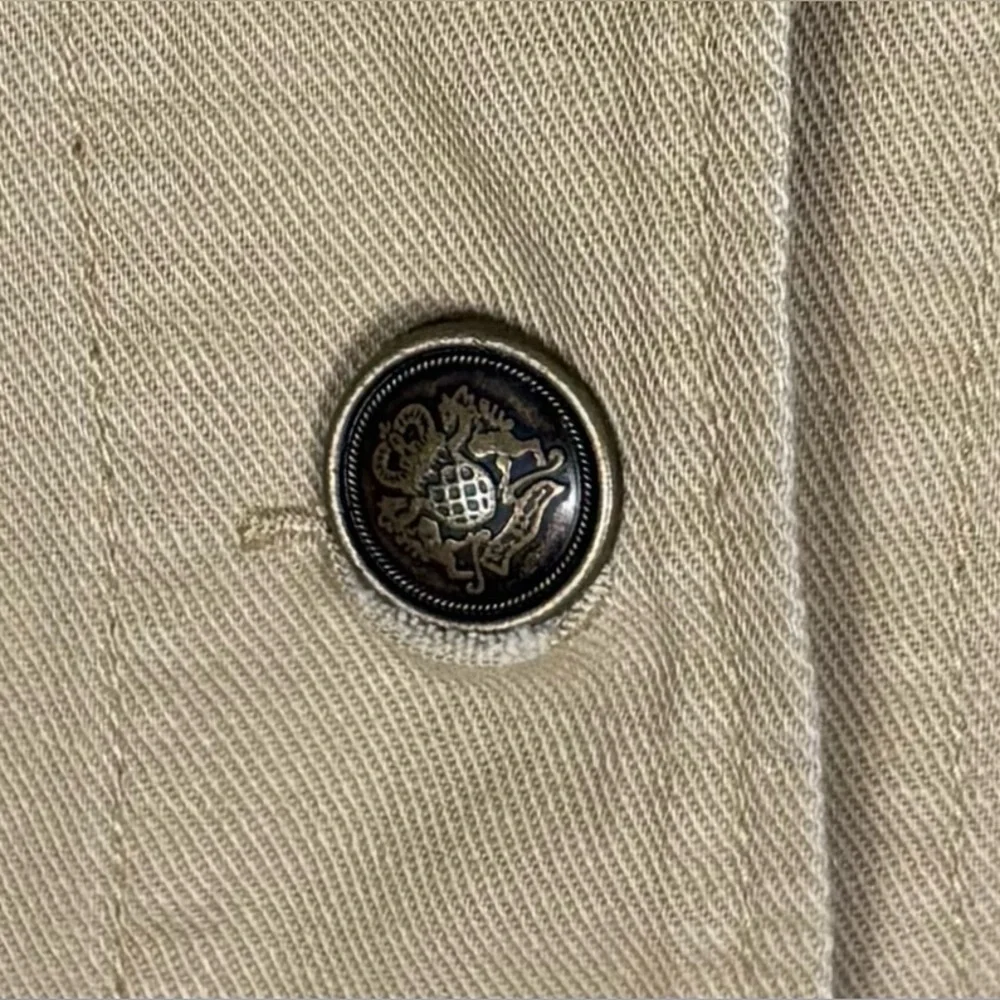 Talbots Petite Band Collar Jacket Size Lp Beige Button Front